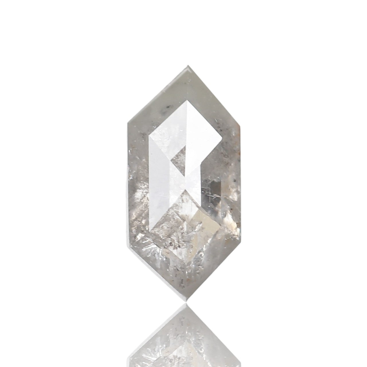 1.16 Ct. Hexagonal Rose Cut Salt and Pepper Fancy Icy Gray Natural Diamond 9.64 mm