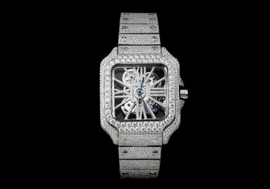 Luxury Cartier Watch in Real VVS Moissanite Diamond Watch, Handmade Stainless Steel Watch For Men/Women
