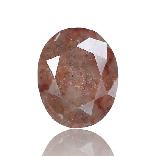 1.74 Ct.Oval Brilliant Cut Salt and Pepper Fancy Red Color Natural Diamond 7.96 mm