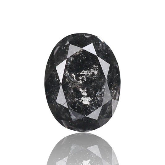 1.06 Ct. Oval Rose Cut Salt and Pepper Fancy Black Color Natural Diamond 6.65 mm