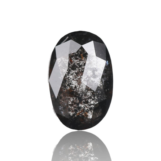 1.27 Ct. Oval Rose Cut Salt and Pepper Fancy Black Celestial Natural Diamond 8.10 mm