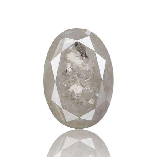 2.38 Ct. Oval Rose Cut Salt and Pepper Fancy Gray Color Natural Diamond 9.20 mm