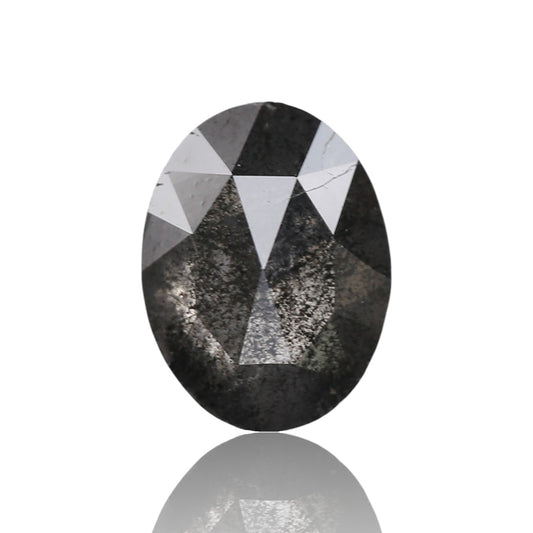 1.95 Ct. Oval Rose Cut Salt and Pepper Fancy Gray Natural Diamond 8.78 mm