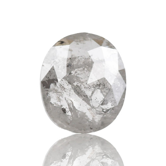 0.95 Ct. Oval Rose Cut Salt and Pepper Fancy Icy White Natural Diamond 7.40 mm
