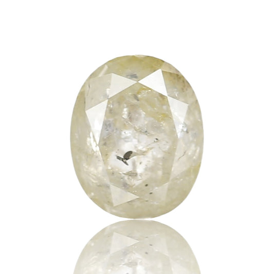 1.18 Ct. Oval Rose Cut Salt and Pepper Fancy White Icy Natural Diamond 6.70 mm