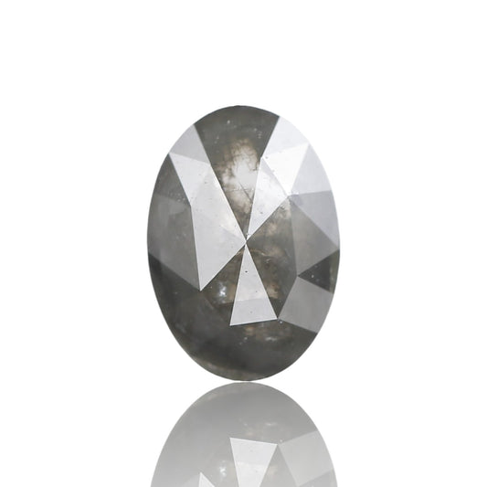 1.04 Ct. Oval Rose Cut Salt and Pepper Fancy Gray Natural Diamond 7.90 mm