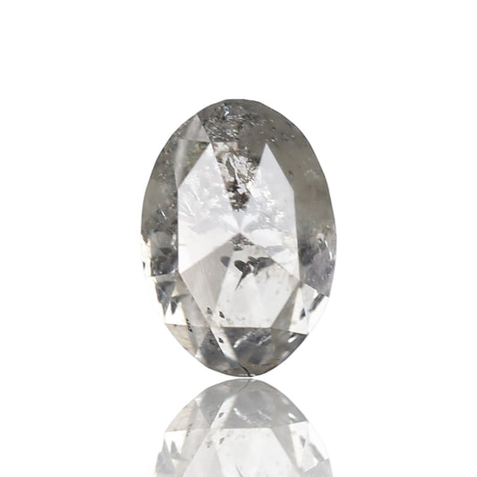 1.14 Ct. Oval Rose Cut Salt and Pepper Fancy Gray Icy Color Natural Diamond 6.7 mm