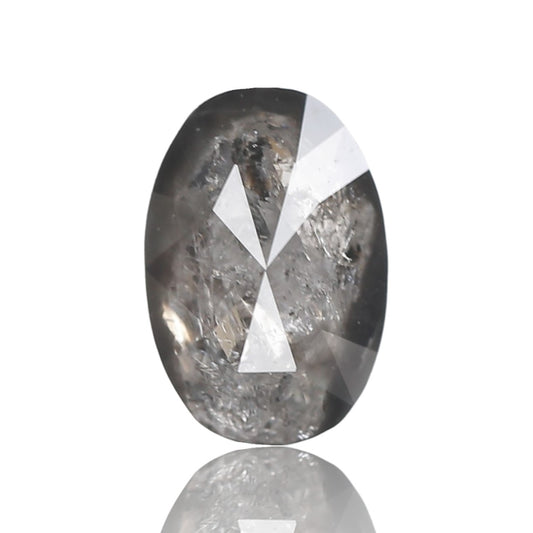 1.44 Ct. Oval Rose Cut Salt and Pepper Fancy Gray Icy Natural Diamond 8.27 mm
