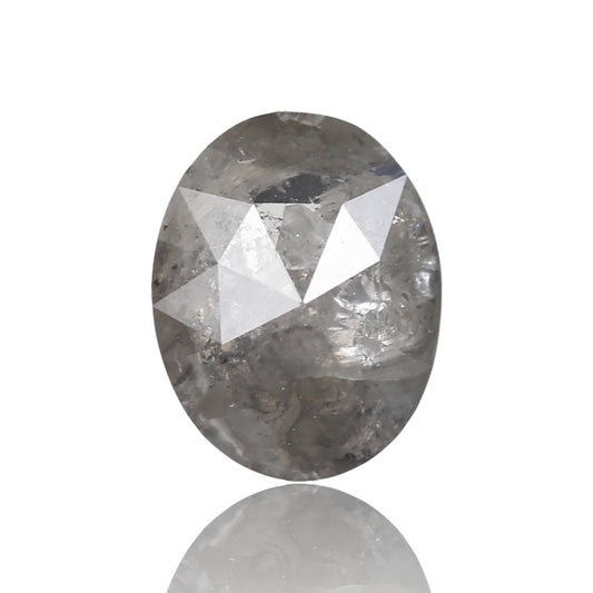 1.70 Ct. Oval Rose Cut Salt and Pepper Fancy Gray Color Natural Diamond 9.00 mm