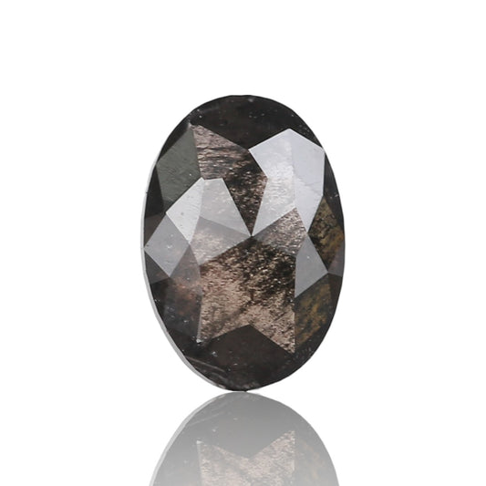 0.89 Ct. Oval Rose Cut Salt and Pepper Fancy Blackish Purple Natural Diamond 7.24 mm