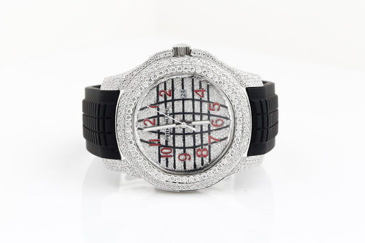 PP White VVS Moissanite Diamonds Iced Out Silicon Strap Hip Hop Watch