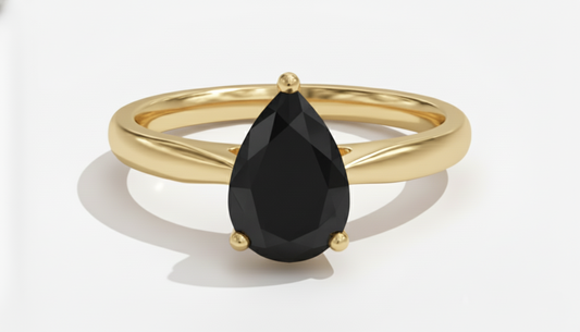 Pear Shape Black Color Prong Set Diamond Engagement Ring