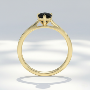 Pear Shape Black Color Prong Set Diamond Engagement Ring