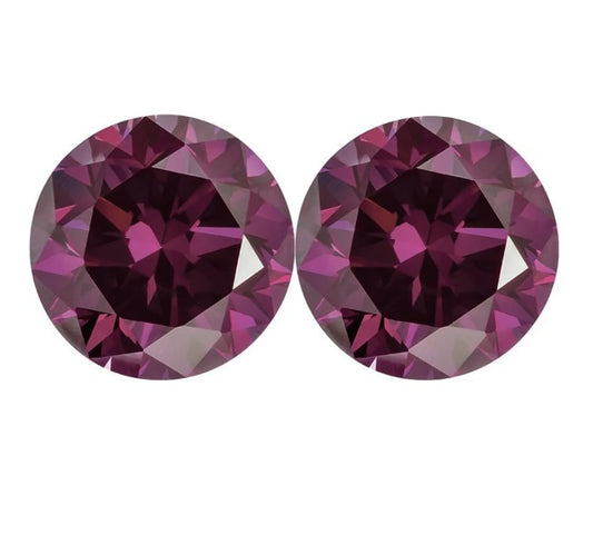 2 Pcs Fancy Pink Purple Diamond, Round Shape