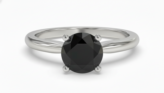 Round Shape Black Color Diamond Engagement Ring
