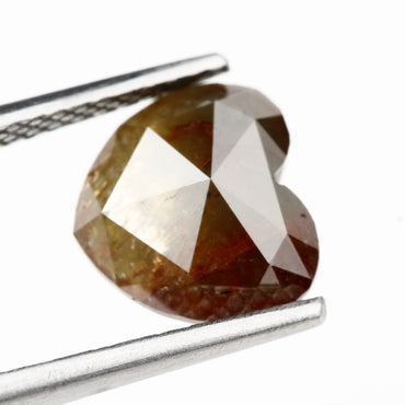 2.17 Carat Heart Shape Diamond Yellow Red Rustic Salt and Pepper Diamond For Engagement Ring