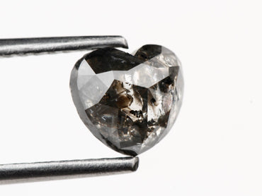 1.41 Carat Heart Gray Rose Cut Salt and Pepper Diamond For Engagement Ring