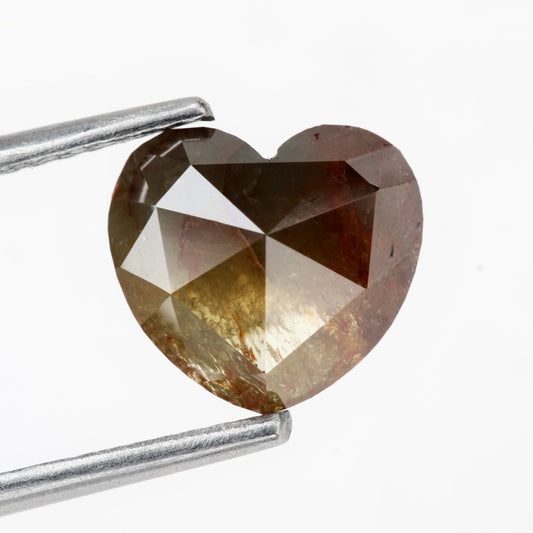2.17 Carat Heart Shape Diamond Yellow Red Rustic Salt and Pepper Diamond For Engagement Ring