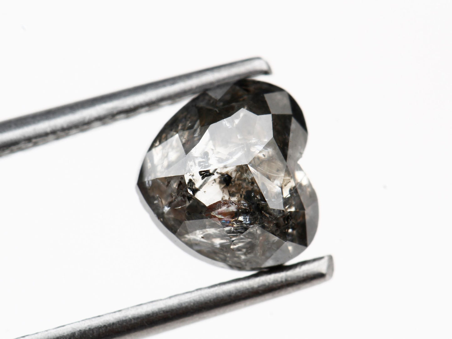 1.41 Carat Heart Gray Rose Cut Salt and Pepper Diamond For Engagement Ring