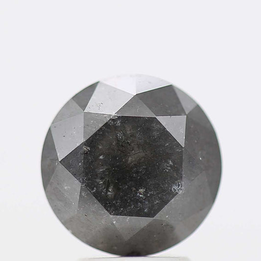 3.26 Carat Salt and Pepper Gray Round Brilliant Cut Natural Loose Diamond