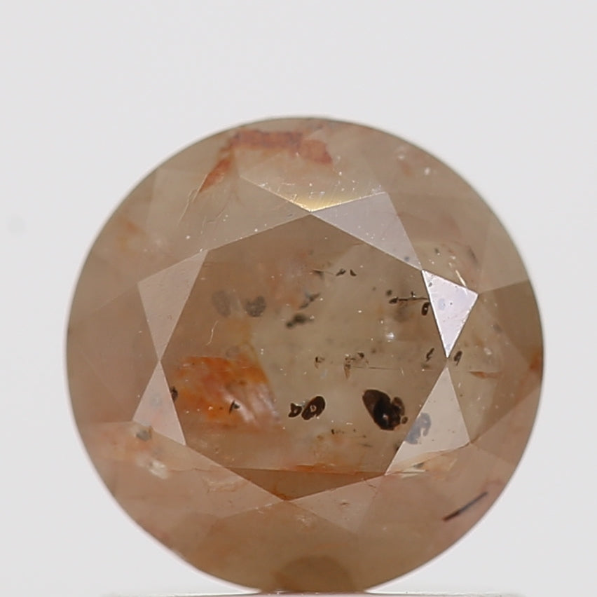 1.29 Carat Peach Brown Round Shape Brilliant Cut Natural Loose Diamond