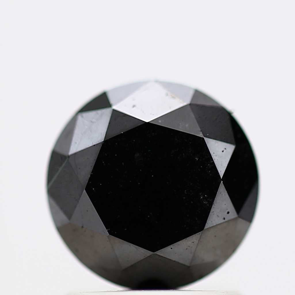 1.41 Carat Fancy Black Round Shape Brilliant Cut Natural Loose Diamond