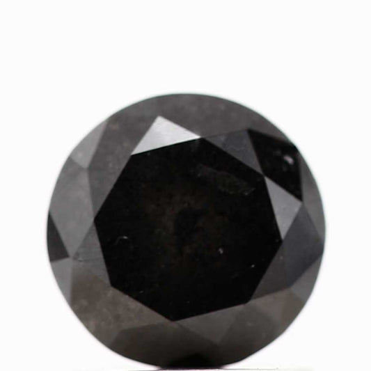 1.26 Carat Fancy Black Round Shape Brilliant Cut Natural Loose Diamond
