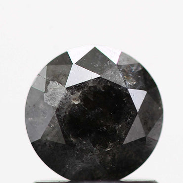 0.90 Carat Fancy Black Round Brilliant Cut Natural Loose Diamond