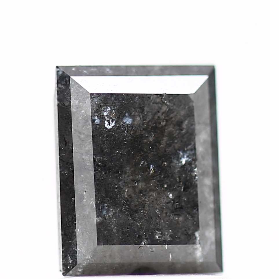 salt and pepper diamond ! 1.36 Ct 6.94 x 5.43 x 3.44 mm natural gray baguette loose diamond for engagement ring for her
