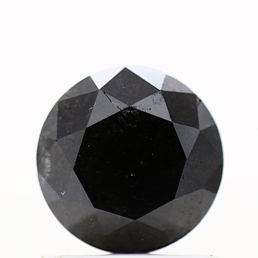 0.88 Carat Fancy Black Round Shape Brilliant Cut Natural Loose Diamond