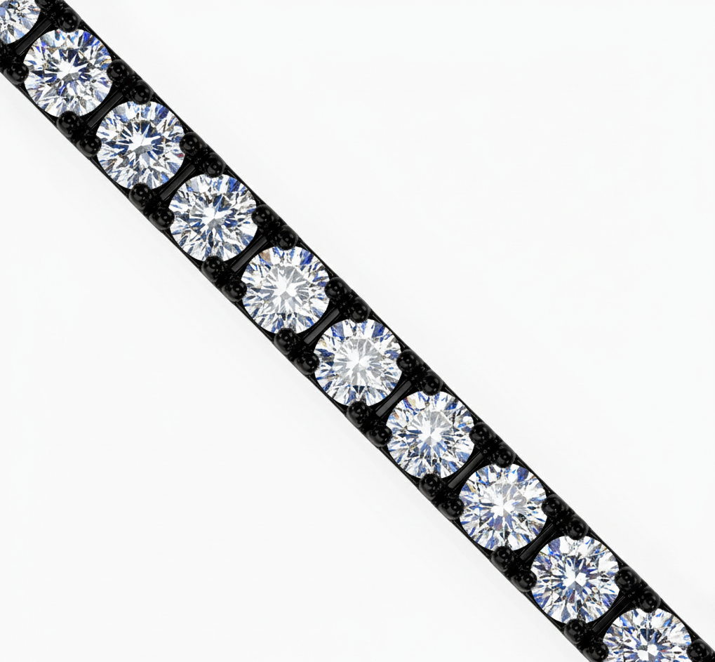 Black Gold Majestic Precious Round Lab Diamond 7 Inch Long Tennis Bracelet