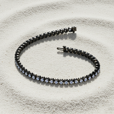 18 kt Black Gold Precious Round Lab Diamond 7 Inch Long Tennis Bracelet