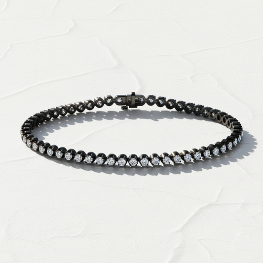 18 kt Black Gold Precious Round Lab Diamond 7 Inch Long Tennis Bracelet