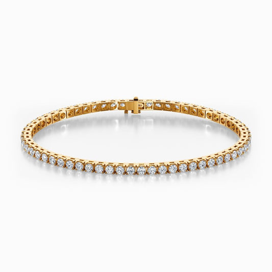 18Kt. Yellow Gold Majestic Precious Round Lab Diamond 7 Inch Long Tennis Bracelet