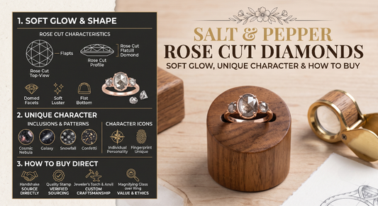 salt and pepper rose cut diamond engagement ring