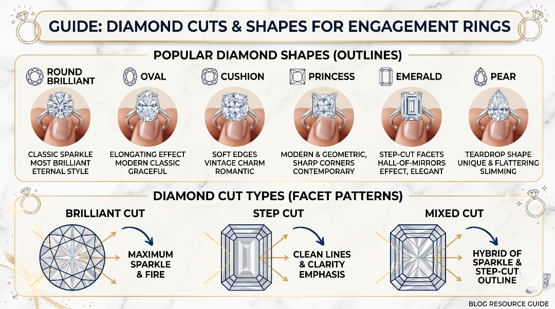 Different Types of Diamond Cuts & Shapes Guide for Engagement Rings Shree Diamond Mfg