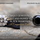 Salt and pepper diamond next to a black diamond for engagement rings