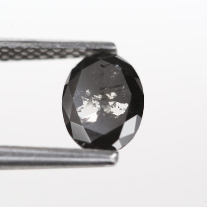 0.68 Ct. Oval Rose Cut Fancy Black Color Natural Diamond 7.06 mm