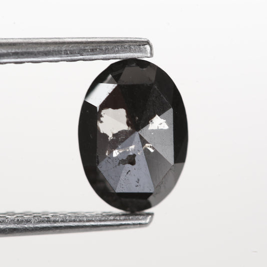 0.68 Ct. Oval Rose Cut Fancy Black Color Natural Diamond 7.06 mm