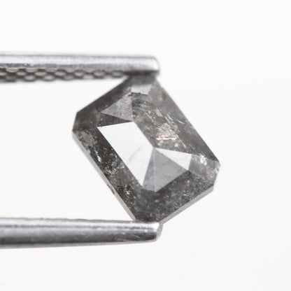 0.88 Ct. Emerald Cut Salt and Pepper Fancy Black Color Natural Diamond 5.95 mm