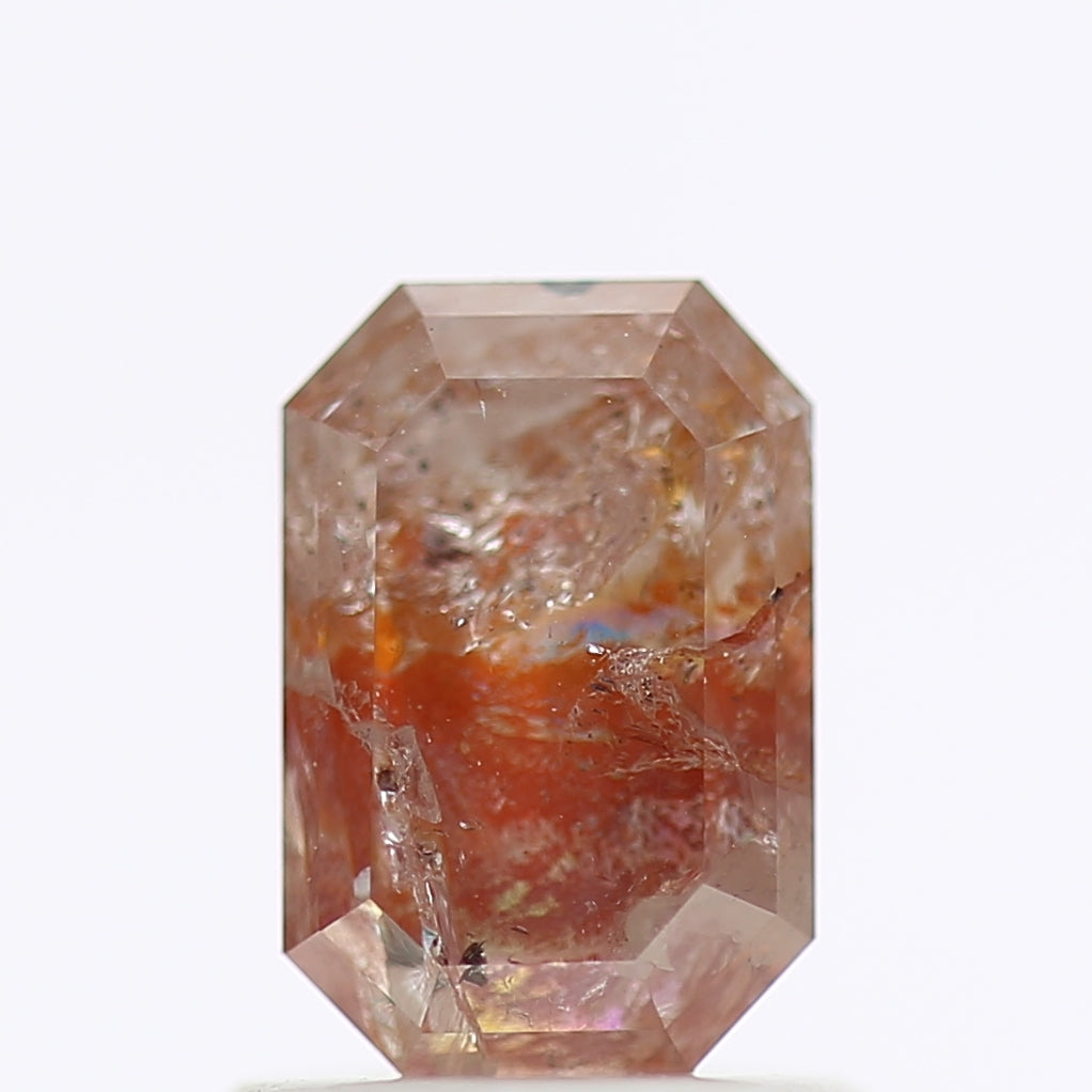 1.36 CT Fancy Red Orange Color Rectuangular Emerald  Cut Natural Loose Diamond