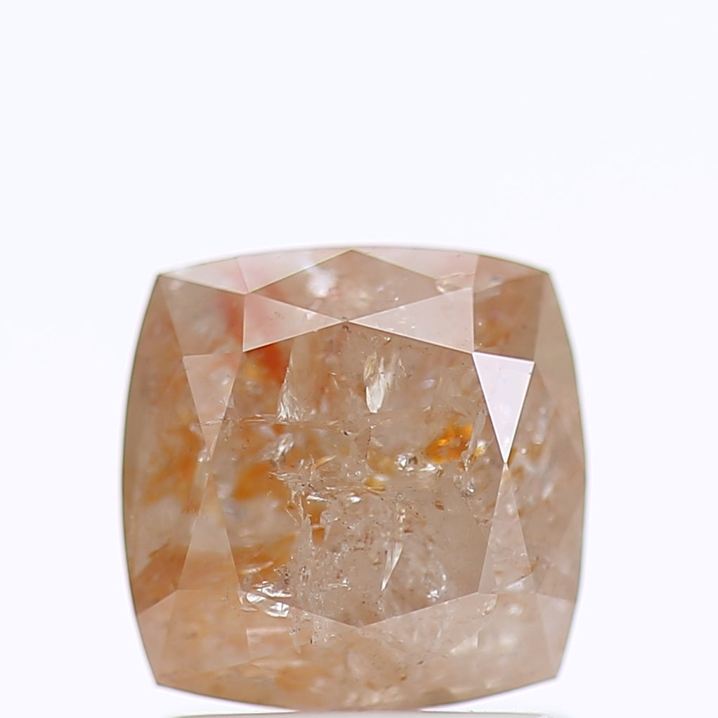 1.58 Ct Fancy Peach Orange Color Squar Cushion Cut Natural Loose Diamond