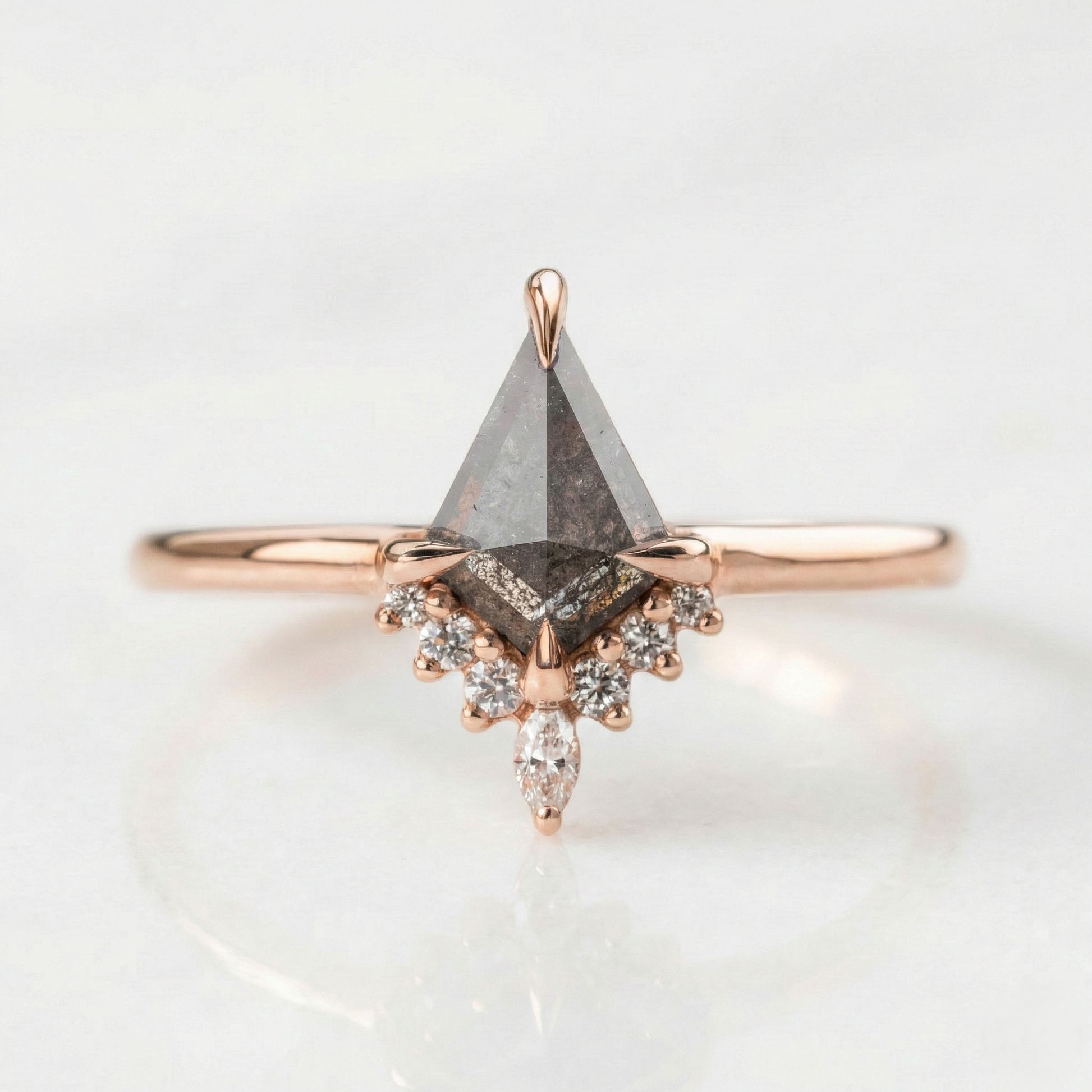 1.03 ct. Black Speckled Kite Diamond Enganement Ring 14K Rose Gold  Shree Diamond Mfg