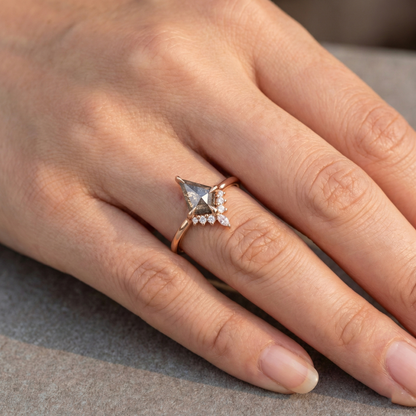 1.03 ct. Black Speckled Kite Diamond Enganement Ring 14K Rose Gold  Shree Diamond Mfg