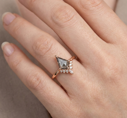 1.03 ct. Black Speckled Kite Diamond Enganement Ring 14K Rose Gold  Shree Diamond Mfg