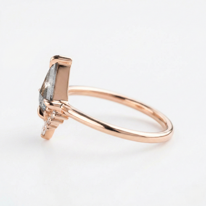 1.03 ct. Black Speckled Kite Diamond Enganement Ring 14K Rose Gold  Shree Diamond Mfg