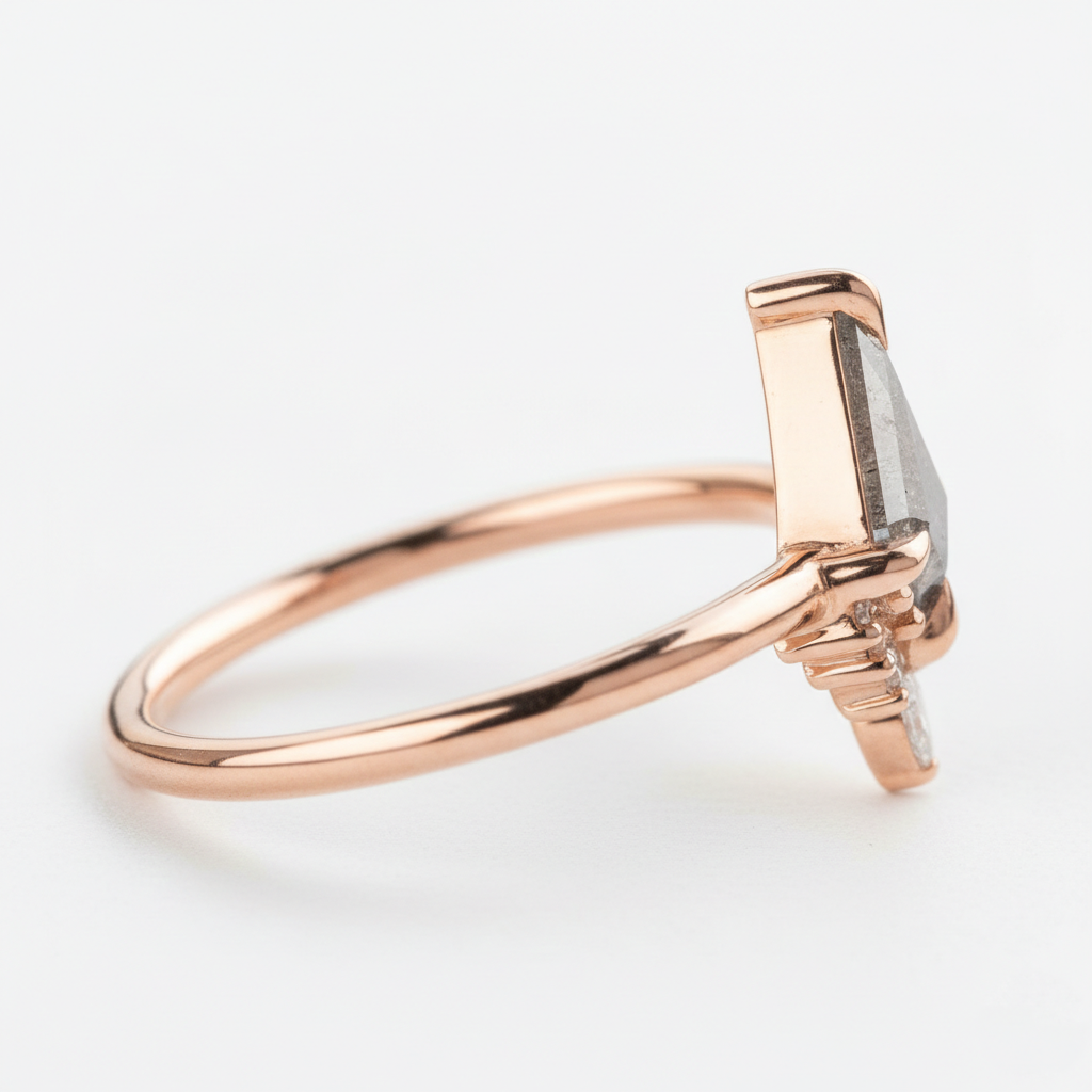 1.03 ct. Black Speckled Kite Diamond Enganement Ring 14K Rose Gold  Shree Diamond Mfg