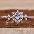 1.06 Carat Princess Cut White Lab Grown Diamond Halo Engagement Gold Ring
