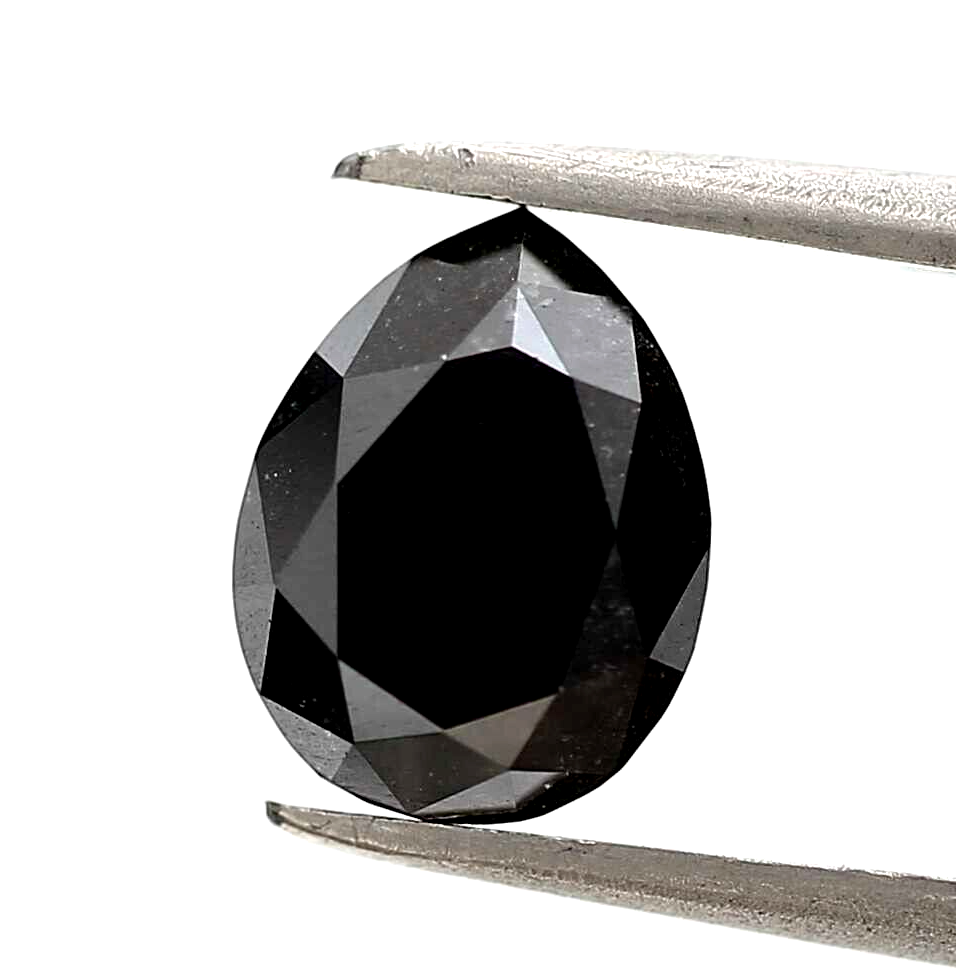 2.02 ct Fancy Black Color Pear Loose Diamond