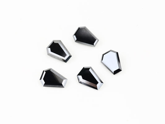 Fancy Black Color Loose Diamond, Natural Coffin Shape 5.00 X 8.00 MM